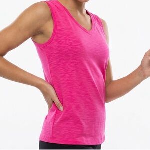 Title Nine Double Time Tank Top Coral Pink V-Neck Athletic Size M